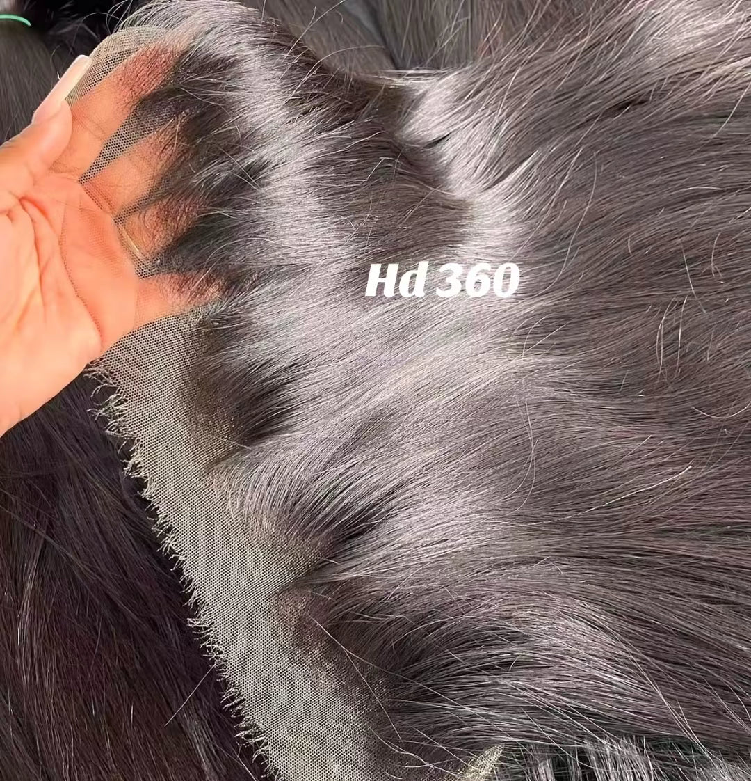 Perruque de luxe 100 % base soie & frontal HD – Raw Hair lisse