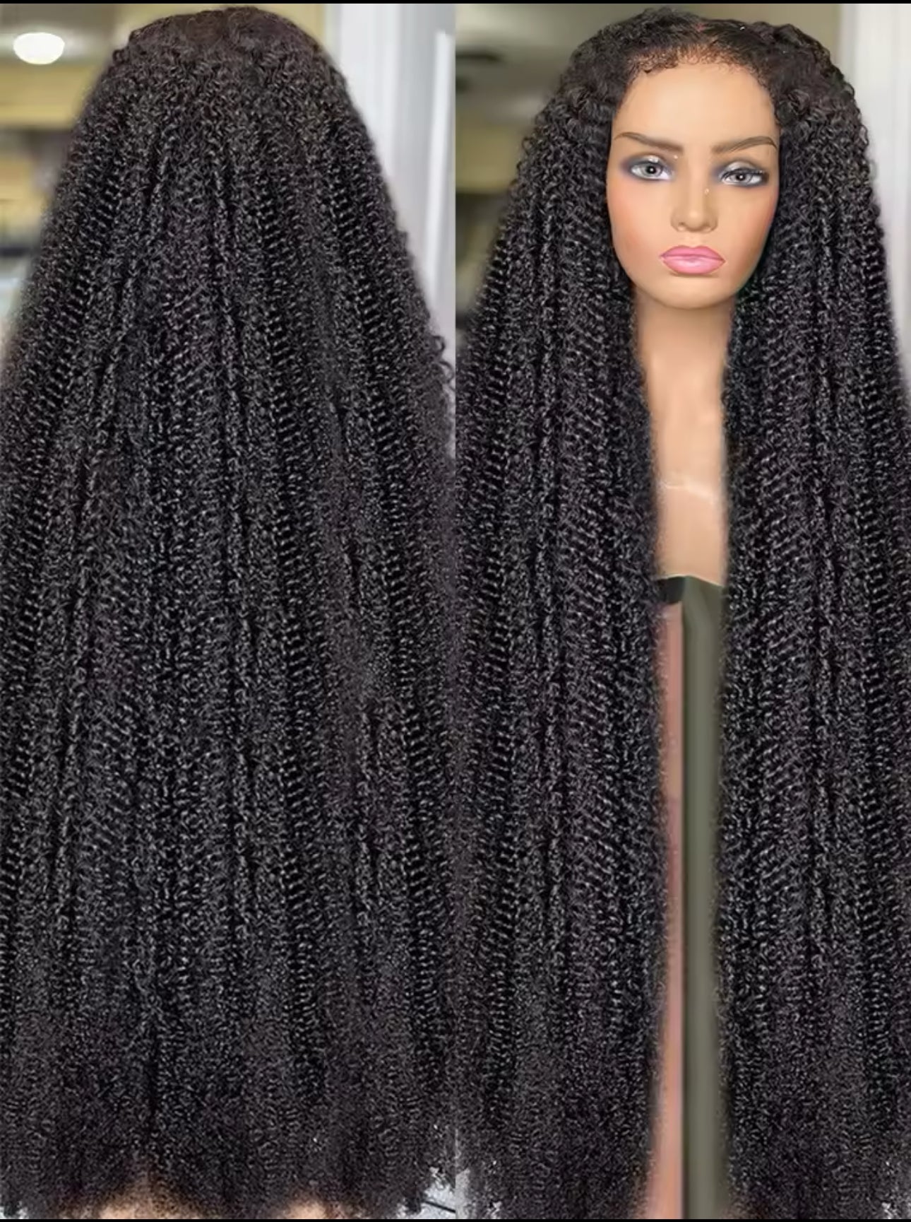 Perruque de luxe 100 % base soie & frontal HD – Raw Hair Kinky curling
