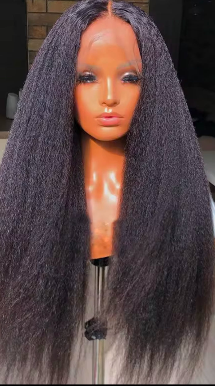 Perruque de luxe 100 % base soie & frontal HD – Raw Hair Kinky Straight