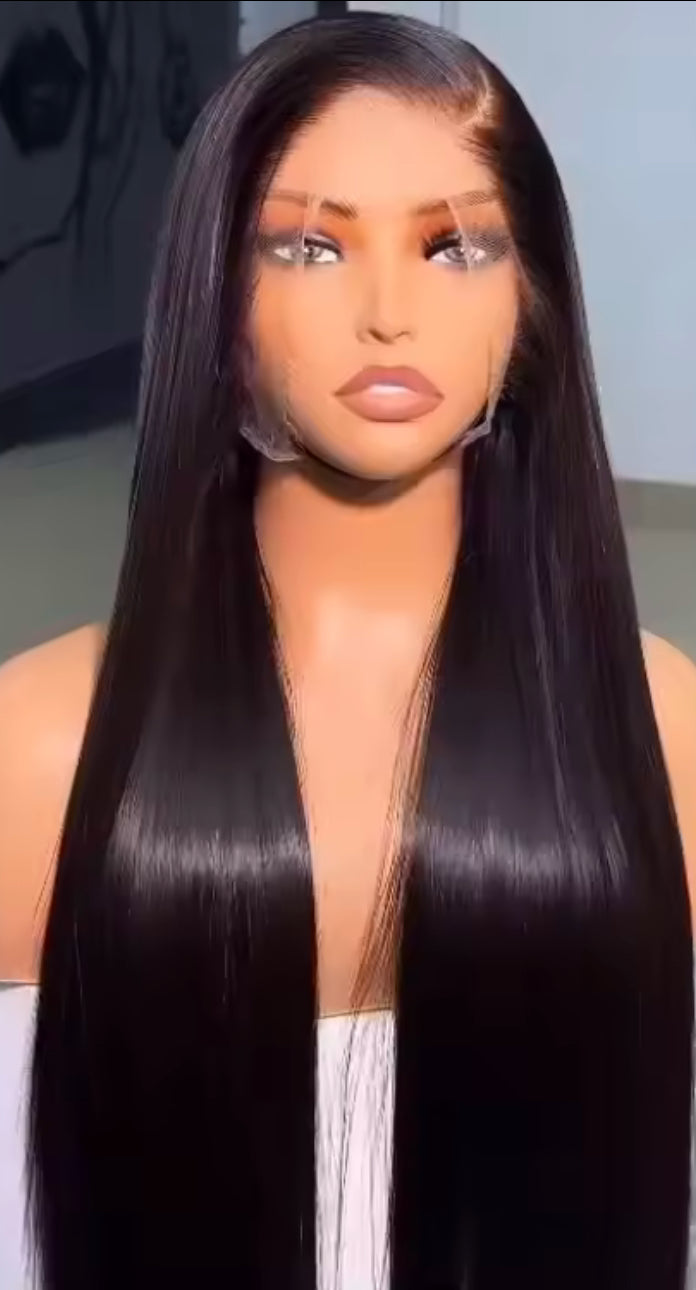 Perruque de luxe 100 % base soie & frontal HD – Raw Hair lisse