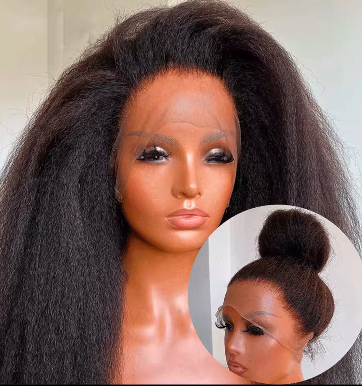 Perruque de luxe 100 % base soie & frontal HD – Raw Hair Kinky Straight