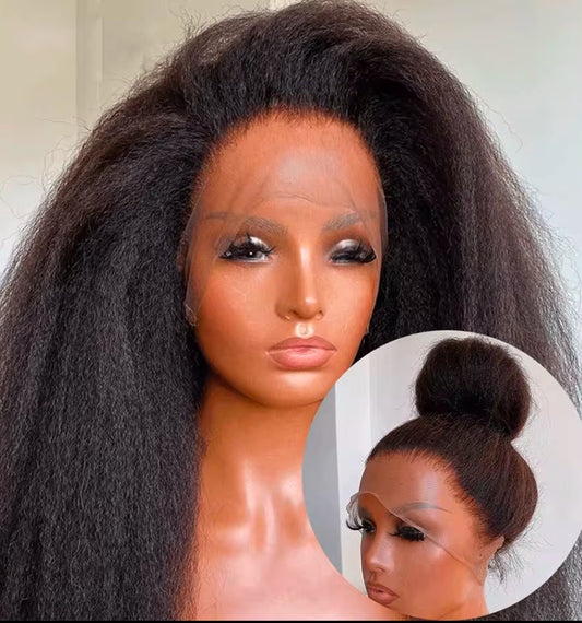 Perruque de luxe 100 % base soie & frontal HD – Raw Hair Kinky Straight