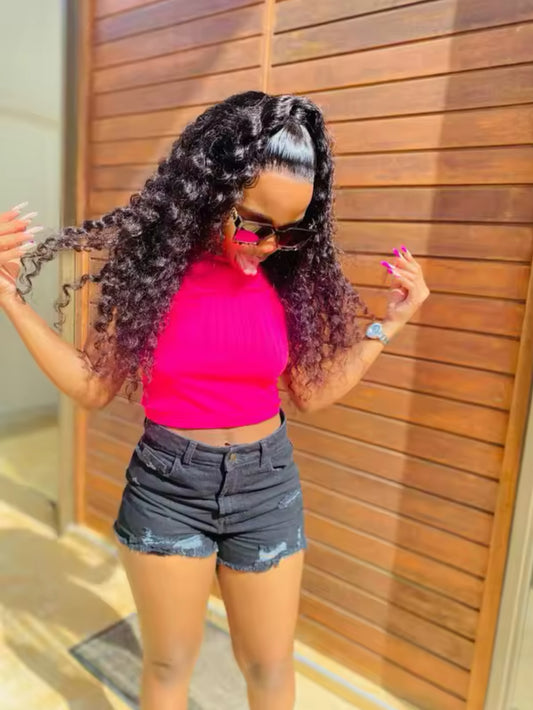 Perruque de luxe 100 % base soie & frontal HD – Raw Hair Deep wave